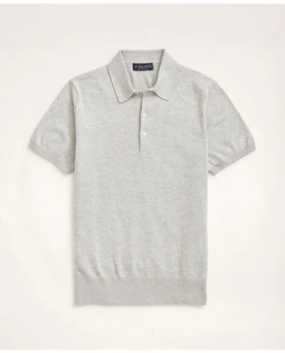 Brooks Brothers Supima Cotton Short-sleeve Polo Sweater In Grey Heather