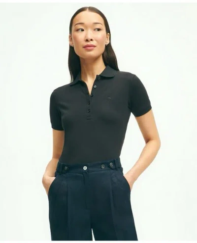 Brooks Brothers Supima Cotton Stretch Pique Polo Shirt In Black