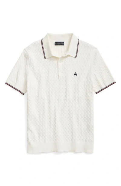 Brooks Brothers Cable Knit Archive Tennis Polo In Supima Cotton Shirt In White
