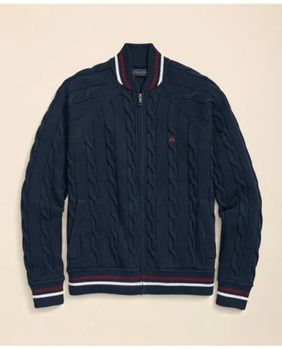 Brooks Brothers Supima Cotton Tennis Sweater Jacket In Navy