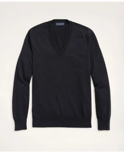 Brooks Brothers Supima Cotton V-neck Sweater In Black