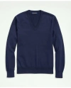 Brooks Brothers Supima Cotton V-neck Sweater In Navy