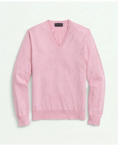 Brooks Brothers Supima Cotton V-neck Sweater | Pink | Size Small In Pink
