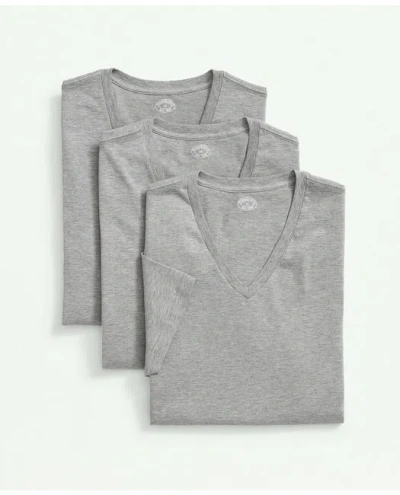 Brooks Brothers Supima Cotton V-neck Undershirt-3 Pack In Grey