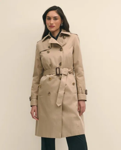 Brooks Brothers Supima Cotton Water-repellent Trench Coat With Zip-out Lining In Khaki