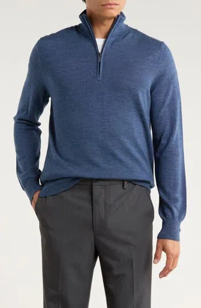 Brooks Brothers Herringbone Cotton Quarter Zip Pullover In Blue