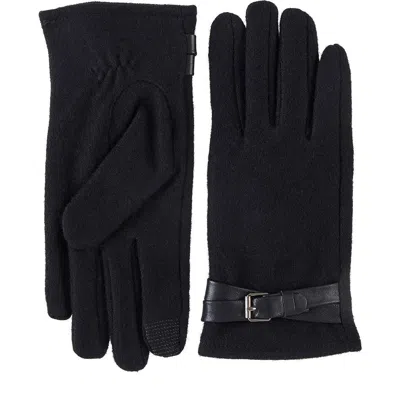 Brooks Brothers Tech Knit Gloves With Leather Strap In Blue