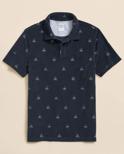 Brooks Brothers Terry Cloth Jacquard Polo Shirt With Golden Fleece Motif In Blue