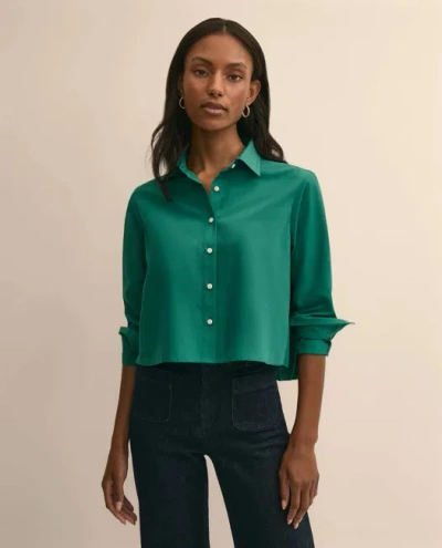 Brooks Brothers The Cropped Back-pleat Shirt In Green