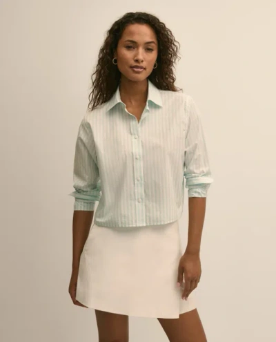 Brooks Brothers The Cropped Stripe Shirt In Blue