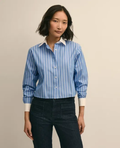Brooks Brothers The Cropped Striped Shirt In Blue