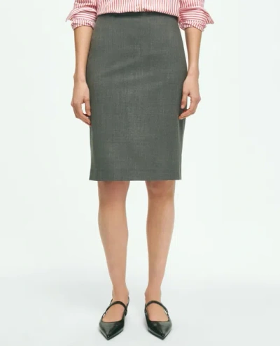 Brooks Brothers The Essential Stretch Wool Pencil Skirt In Dark Grey