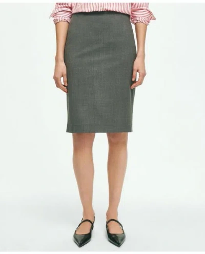 Brooks Brothers The Essential Stretch Wool Pencil Skirt | Dark Grey | Size 8 In Dark Grey