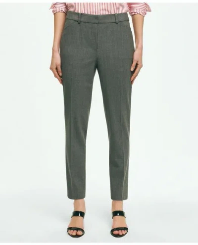 Brooks Brothers The Essential Stretch Wool Slim Crop Pants In Dark Grey
