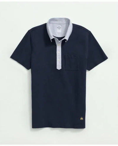 Brooks Brothers The Vintage Oxford-collar Polo Shirt In Supima Cotton Blend | Navy | Size Large