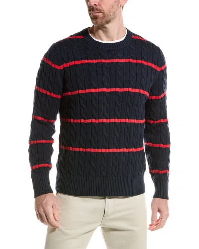 Brooks Brothers Thin Stripe Crewneck Sweater In Blue