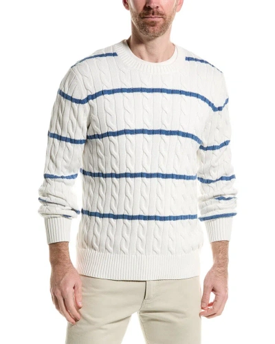 Brooks Brothers Thin Stripe Crewneck Sweater In White