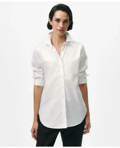 Brooks Brothers Thomas Mason X Luxury Fitted Cotton Shirt In Stripe In White