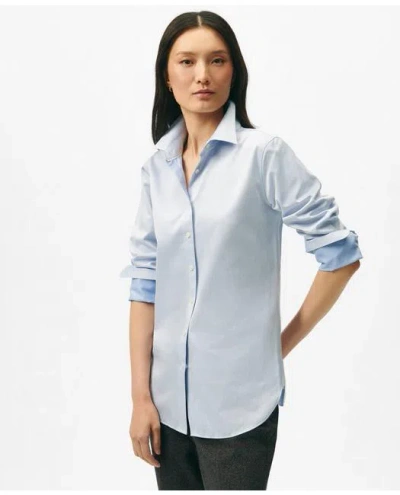 Brooks Brothers Thomas Mason X Luxury Fitted Cotton Shirt In Light Blue