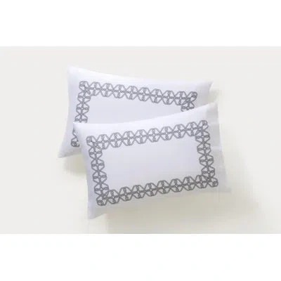 Brooks Brothers Tied Ovals Printed 2 Piece 100% Cotton Guest Room Sham Case Pack In Grey