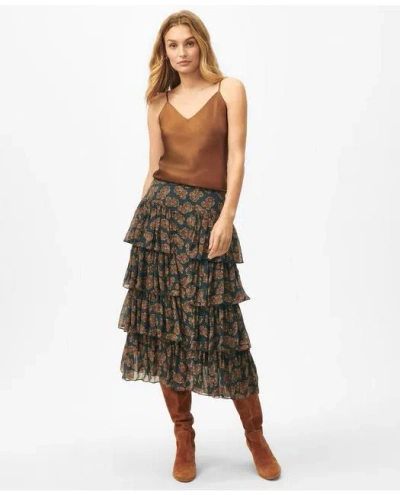 Brooks Brothers Tiered Skirt In Paisley Chiffon In Blue
