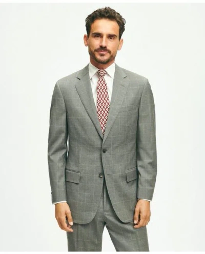 Brooks Brothers Traditional Fit 1818 Windowpane Suit In Wool | Grey | Size 50 Regular