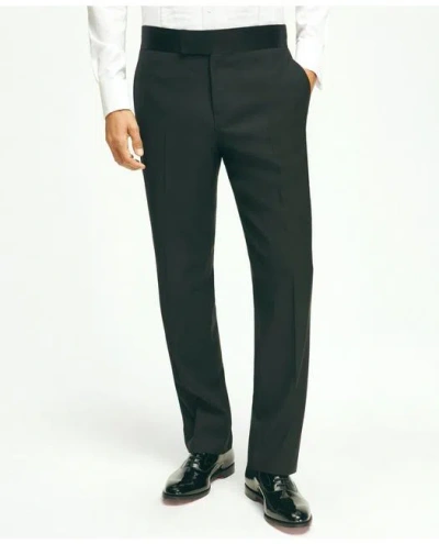 Brooks Brothers Traditional Fit Merino Wool Twill 1818 Tuxedo Pants In Black