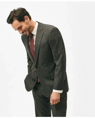 Brooks Brothers Traditional Fit Wool Cashmere Checked 1818 Suit In Brown