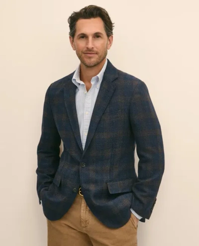 Brooks Brothers Traditional Fit Wool-cotton-silk-cashmere Hopsack Check Sport Coat In Blue