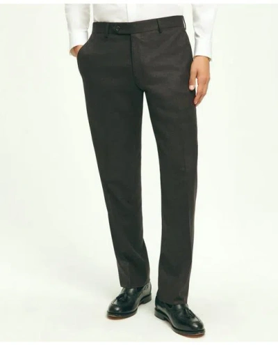 Brooks Brothers Traditional Fit Wool Flannel Dress Pants In Dark Brown