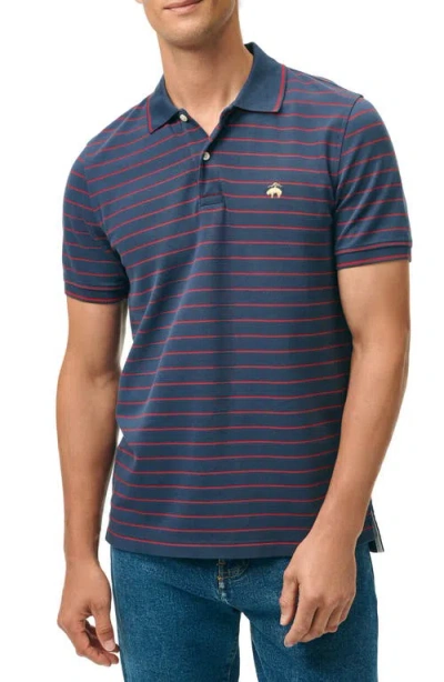 Brooks Brothers Trim Fit Stripe Stretch Supima® Cotton Piqué Polo In Navy Multi