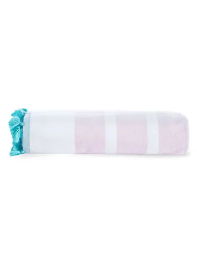 Brooks Brothers Kids' Turkish Cotton Stripe & Fringe Bath Sheet In Pink