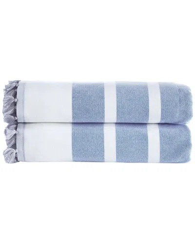 Brooks Brothers Turkish Pesthemal 2pc Bath Sheets In Blue