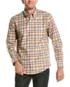 Brooks Brothers Stretch Supima Cotton Non-iron Twill Polo Button Down Collar, Tartan Shirt In Beige