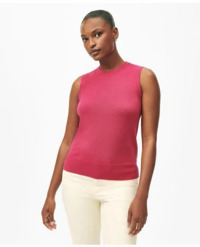 Brooks Brothers Twinset Shell In Merino Wool Sweater In Bright Pink