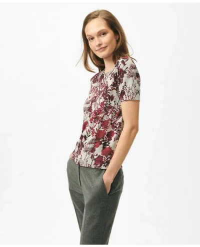 Brooks Brothers Twinset Short Sleeve Sweater In Floral Silk Blend In Grey/purple