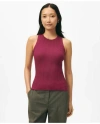 Brooks Brothers Twinset Silk Blend Ribbed Shell Sweater In Magenta