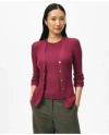 Brooks Brothers Twinset Silk Blend Ribbed V-neck Cardigan Sweater In Magenta