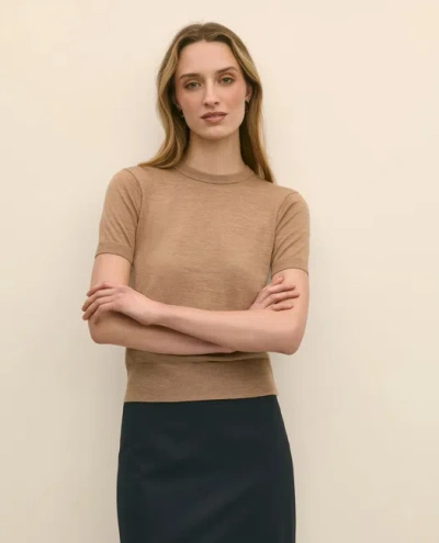 Brooks Brothers Ultimate Merino Wool Short-sleeve Sweater Shell In Brown