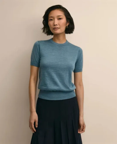 Brooks Brothers Ultimate Merino Wool Short-sleeve Sweater Shell In Blue Heather