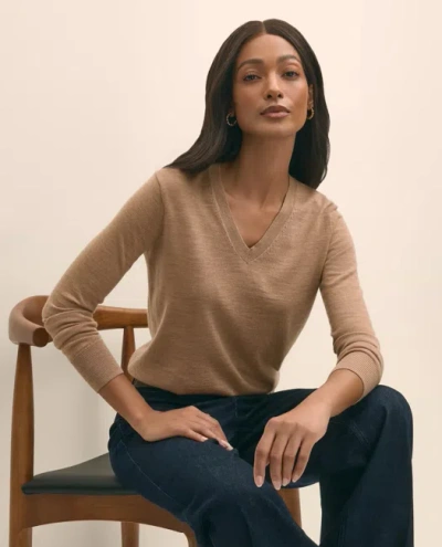 Brooks Brothers Ultimate Merino Wool V-neck Sweater In Brown
