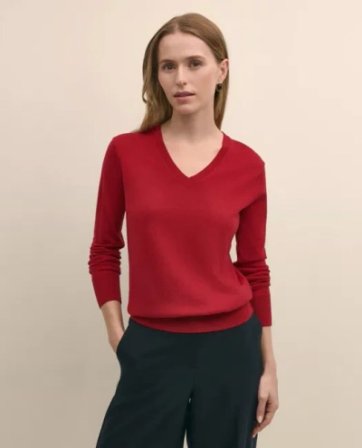 Brooks Brothers Ultimate Merino Wool V-neck Sweater In Red