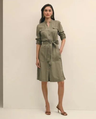 Brooks Brothers Utility Belted Shirt Dress In Olive Green
