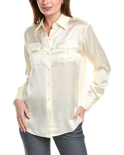 Brooks Brothers Relaxed Utility Blouse In Silk In Marshmallow