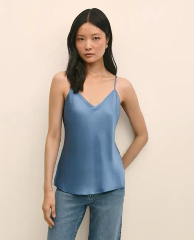 Brooks Brothers V-neck Cami In Washable Silk Charmeuse In Blue