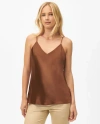 Brooks Brothers V-neck Camisole In Washable Silk Charmeuse In Brown