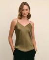 Brooks Brothers V-neck Cami In Washable Silk Charmeuse In Green