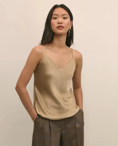 Brooks Brothers V-neck Cami In Washable Silk Charmeuse In Neutral