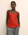 Brooks Brothers V-neck Cami In Washable Silk Charmeuse In Red