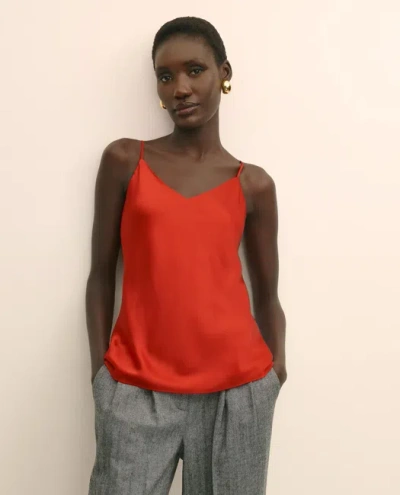 Brooks Brothers V-neck Cami In Washable Silk Charmeuse In Red
